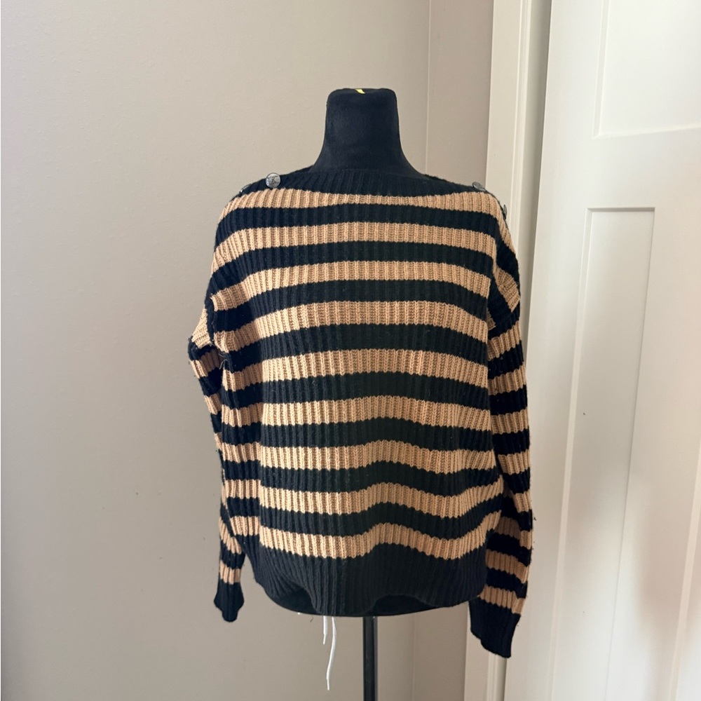 MaxMara Brown and Black striped sweater wool blend large